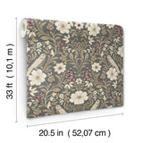 Colette Charcoal Wallpaper with Botanical Woodland Damask- Magnolia Home MF4743 - York