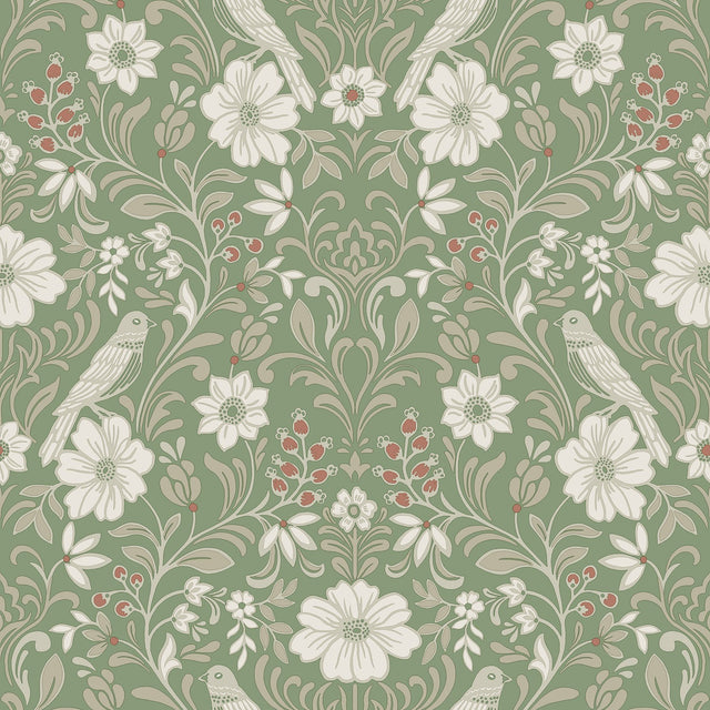 Colette Bright Green Botanical Modern Wallpaper - York MF4747