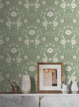 Colette Bright Green Botanical Modern Wallpaper - York MF4747
