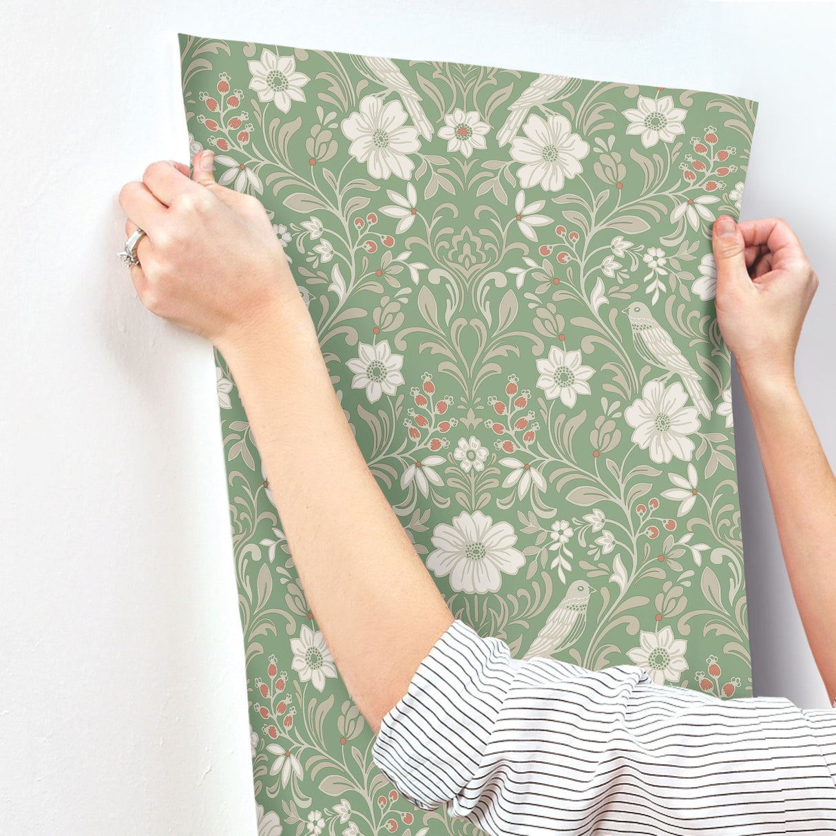Colette Bright Green Botanical Modern Wallpaper - York MF4747