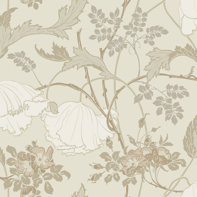 Gwendolyn Neutral & Coral Floral Wallpaper - York MF4752