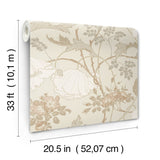 Gwendolyn Neutral & Coral Floral Wallpaper - York MF4752