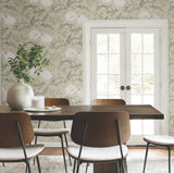 Gwendolyn Linen & Sage Floral Wallpaper with Farmhouse Style - York MF4754