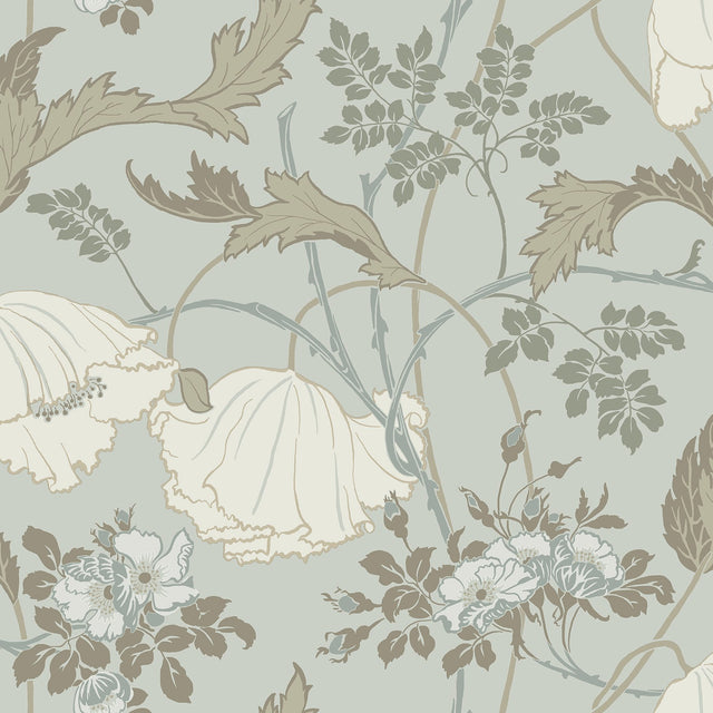Gwendolyn Blue & Suede Floral Prepasted Wallpaper - York MF4755