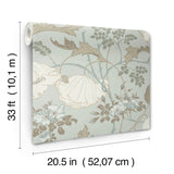 Gwendolyn Blue & Suede Floral Prepasted Wallpaper - York MF4755