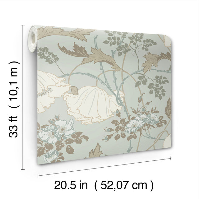 Gwendolyn Blue & Suede Floral Prepasted Wallpaper - York MF4755