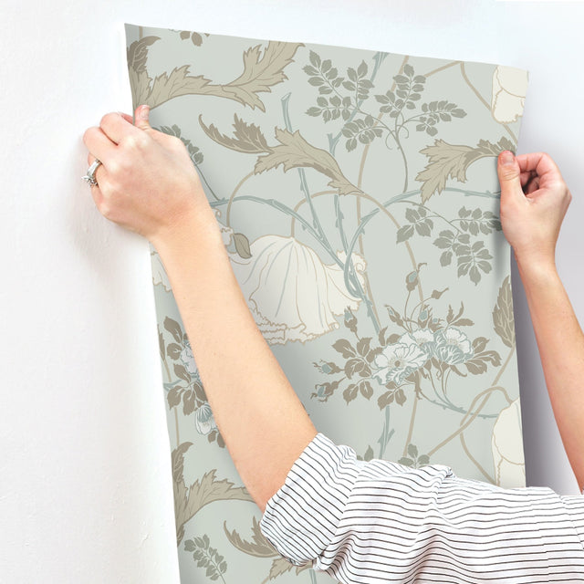 Gwendolyn Blue & Suede Floral Prepasted Wallpaper - York MF4755