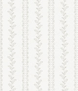 Everleigh Grey Wallpaper with Botanical Vine Stripe in Transitional Style - York MF4765