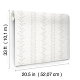 Everleigh Grey Wallpaper with Botanical Vine Stripe in Transitional Style - York MF4765