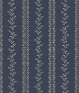 Everleigh Navy Wallpaper with Botanical Stripe Motif - York MF4766