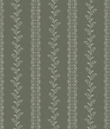 Everleigh Pine Green Wallpaper with Botanical Stripe Motif - York MF4767