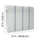 French Linen Stripe Navy Prepasted Sure Strip Farmhouse Wallpaper - York MF4768