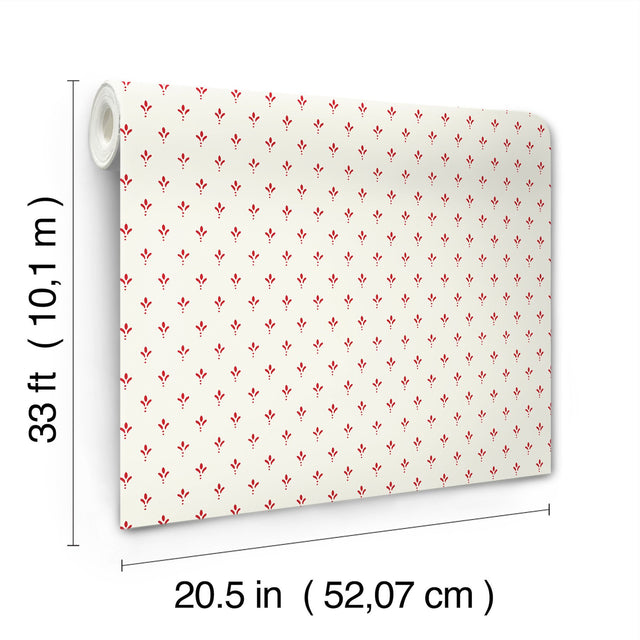 Charm Red & Cream Small Print Prepasted Wallpaper - York MF4771