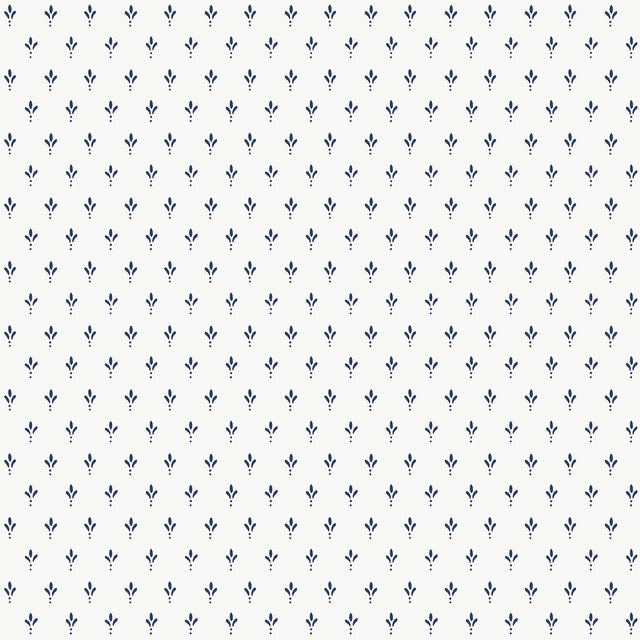 Charm Blue Small Print Wallpaper with Petite Three-Leaf Motif - York MF4772