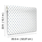 Charm Blue Small Print Wallpaper with Petite Three-Leaf Motif - York MF4772