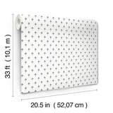 Charm Black & White Wallpaper with Petite Three-Leaf Stamp Motif - York MF4775