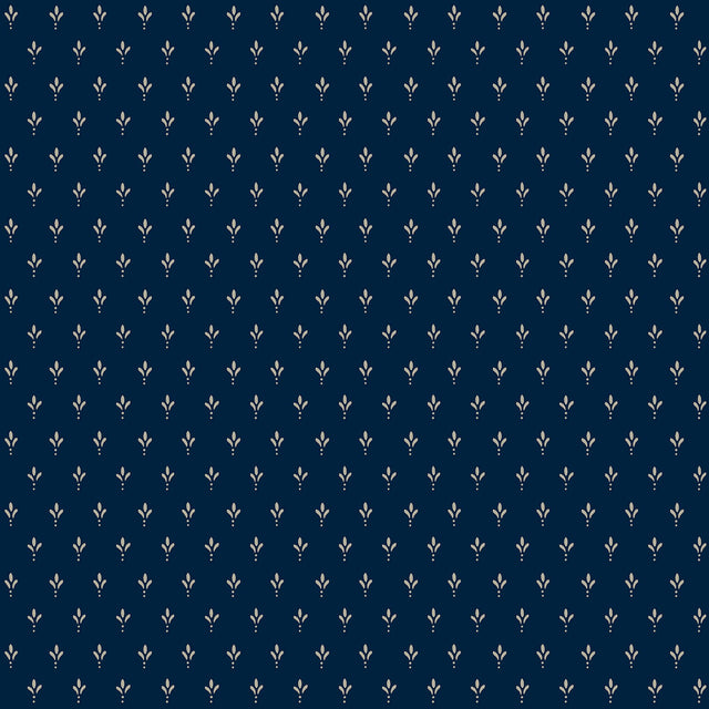 Charm Navy Wallpaper with Petite Three-Leaf Motif - York MF4776