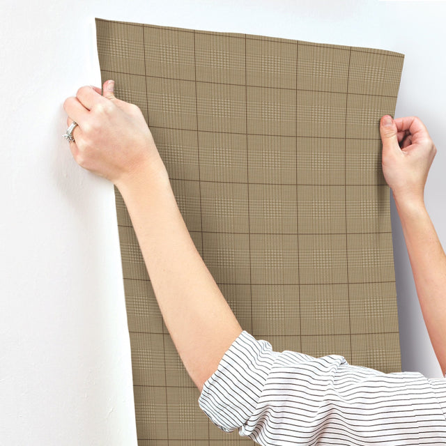 Windsor Mocha Wallpaper with Traditional Small Prints Glen Check Pattern - York MF4781