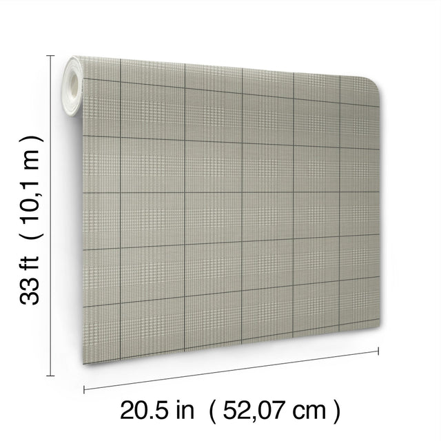 Windsor Grey Wallpaper with Traditional Small Glen Check Pattern - York MF4783