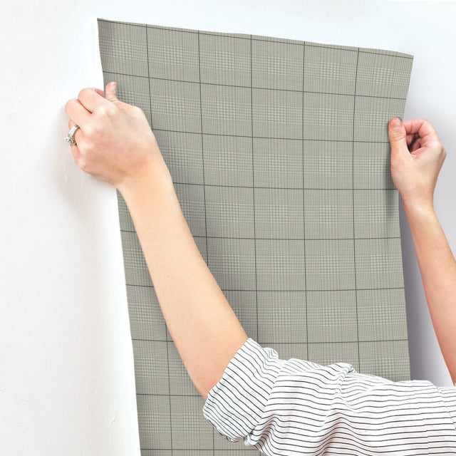 Windsor Grey Wallpaper with Traditional Small Glen Check Pattern - York MF4783