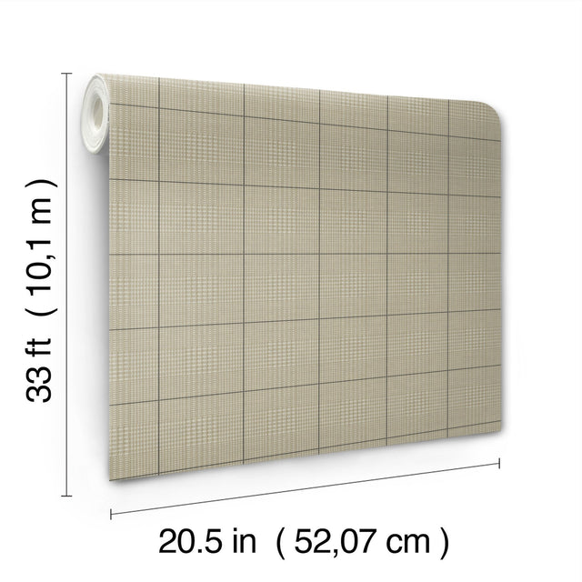 Windsor Taupe Wallpaper with Glen Check Plaid Pattern - York MF4784