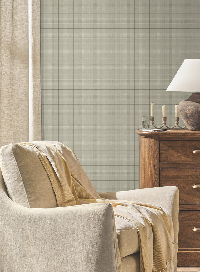 Windsor Taupe Wallpaper with Glen Check Plaid Pattern - York MF4784