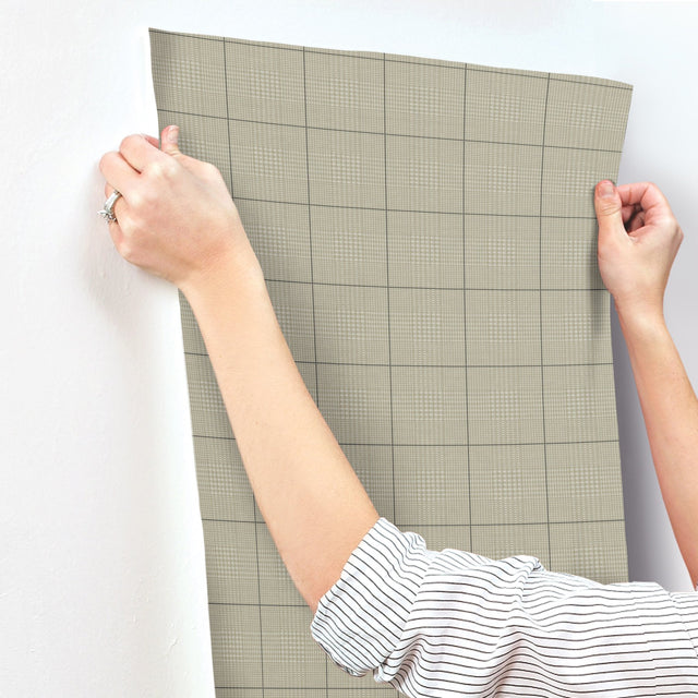 Windsor Taupe Wallpaper with Glen Check Plaid Pattern - York MF4784