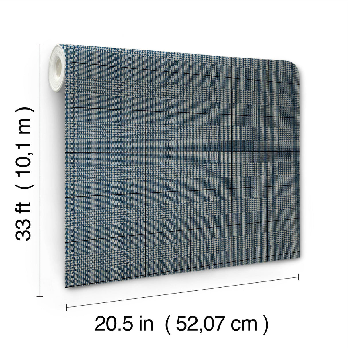 Windsor Blue Wallpaper with Glen Check Plaid - York MF4785