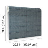 Windsor Blue Wallpaper with Glen Check Plaid - York MF4785