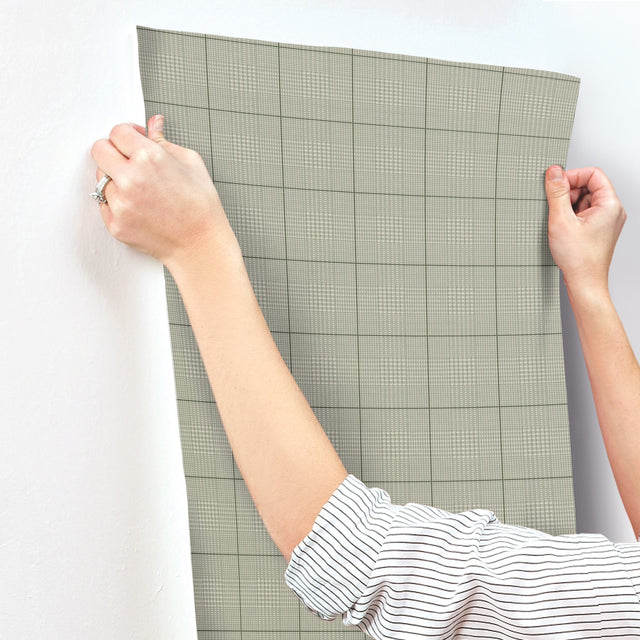 Windsor Green Wallpaper with Small Glen Check Pattern - York MF4786