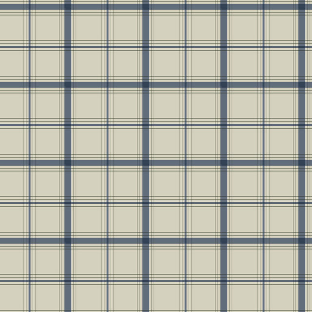 Hunter Blue Plaid Prepasted Wallpaper in Sure Strip Transitional Style - York MF4791