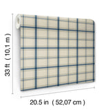 Hunter Blue Plaid Prepasted Wallpaper in Sure Strip Transitional Style - York MF4791