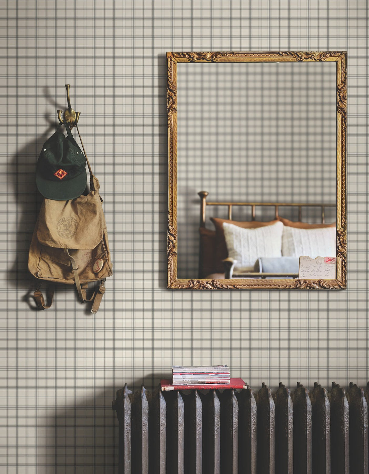 Hunter Charcoal Plaid Wallpaper, Sure Strip Transitional - York MF4792