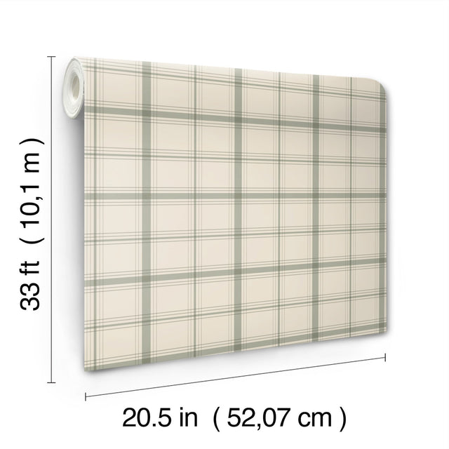 Hunter Green Plaid Wallpaper with Sure Strip Prepasted Material - York MF4794