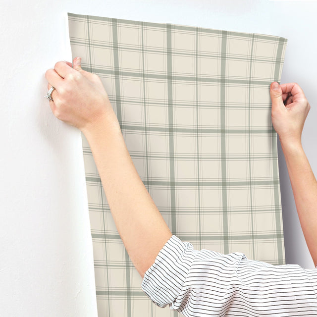 Hunter Green Plaid Wallpaper with Sure Strip Prepasted Material - York MF4794