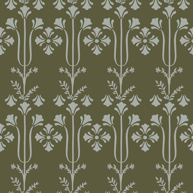 Lydia Moss Wallpaper with Botanical Block-Print Motif - York MF4801
