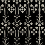 Lydia Black Wallpaper with Botanical Block-Print Motif - York MF4803