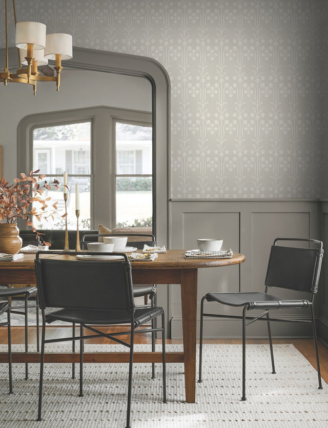 Lydia Ivory Botanical Wallpaper with Traditional Block-Print Motif - York MF4804