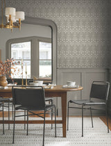Lydia Taupe Wallpaper with Botanical Block Print - York MF4805