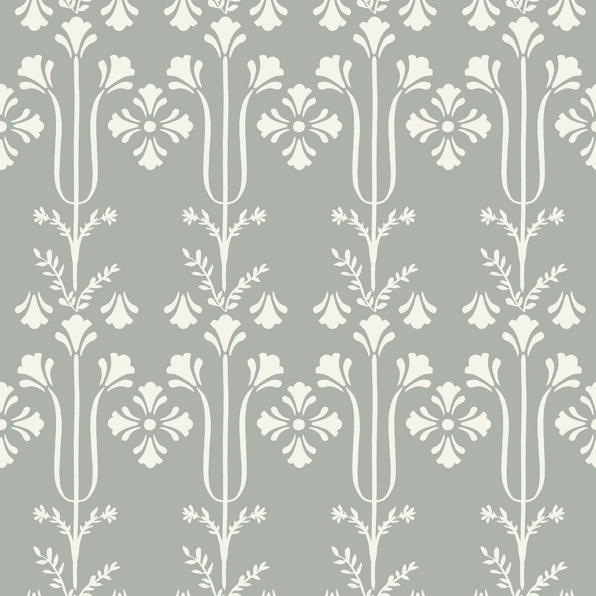 Lydia Blue Wallpaper with Botanical Block Print Motif - York MF4806