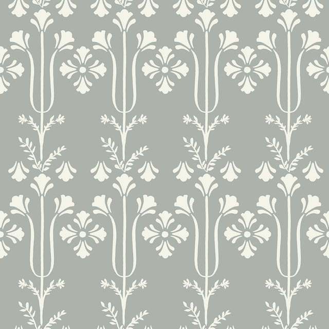 Lydia Blue Wallpaper with Botanical Block Print Motif - York MF4806
