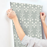 Lydia Blue Wallpaper with Botanical Block Print Motif - York MF4806