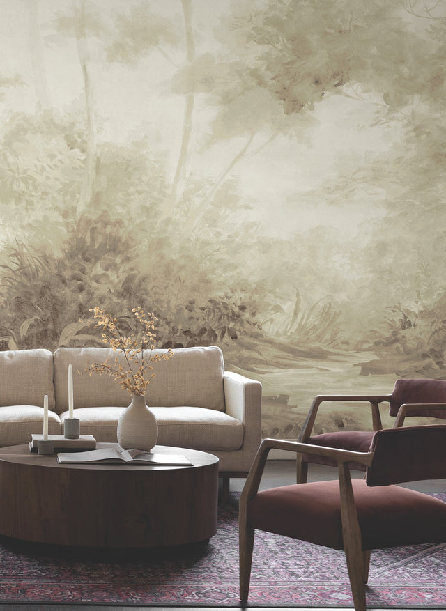Woodlands Sepia Botanical Feature Wall Mural - Magnolia Home MF4807M
