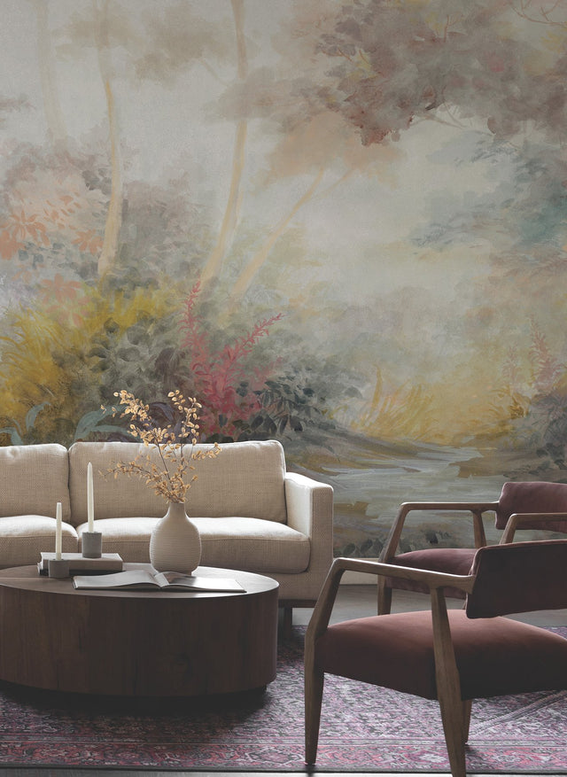 Woodlands Multicolor Wall Mural with Botanical Feature Wall Style - York MF4809M