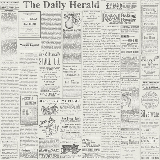 The Daily Black & White Wallpaper with Vintage Newsprint Pattern - York MH1508