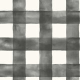 Watercolor Check Black & White Wallpaper with Plaid Watercolor Motif - York MH1516