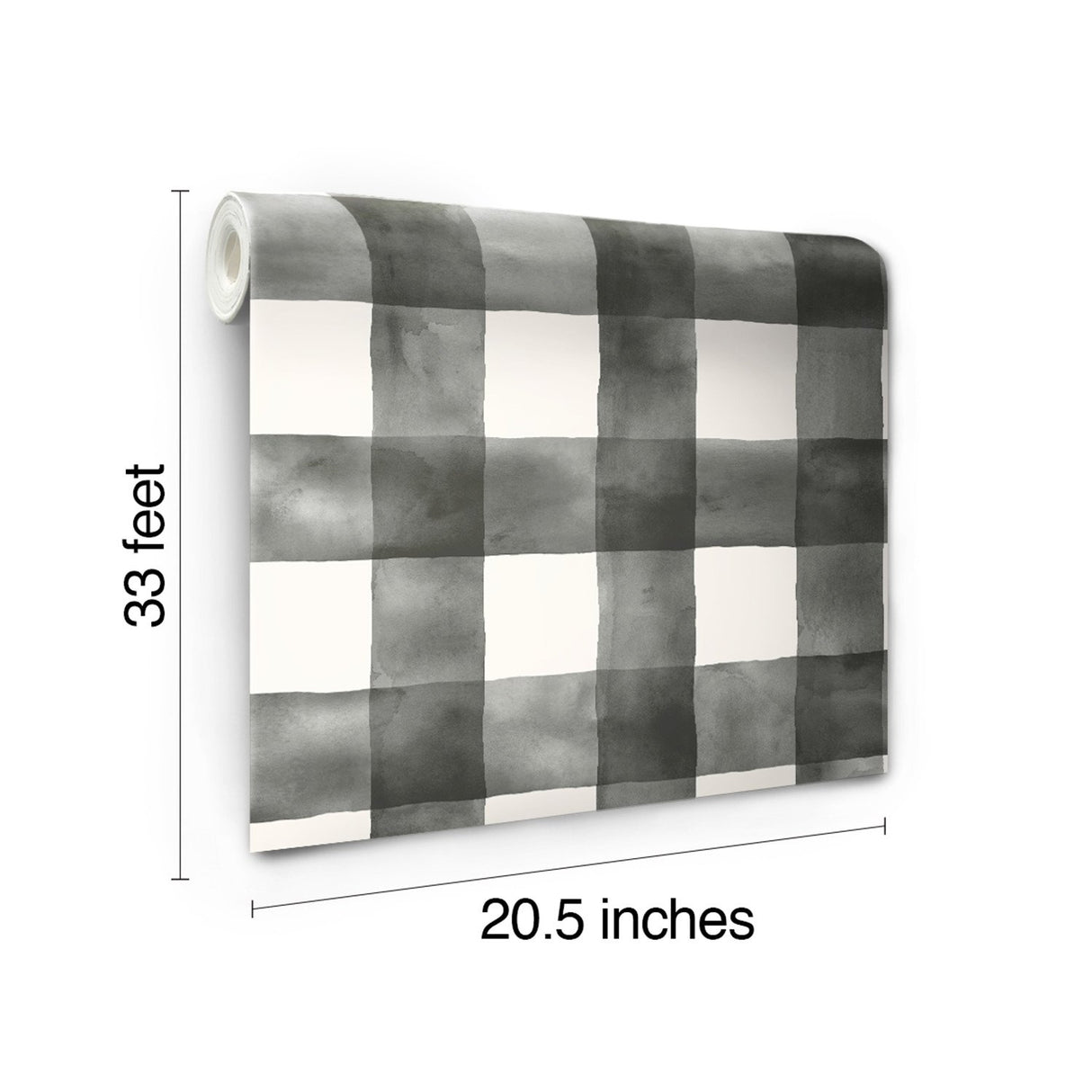 Watercolor Check Black & White Wallpaper with Plaid Watercolor Motif - York MH1516