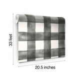 Watercolor Check Black & White Wallpaper with Plaid Watercolor Motif - York MH1516