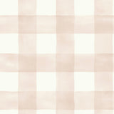 Watercolor Check Pink & White Wallpaper with Watercolor Gingham Plaid - York MH1517