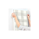 Watercolor Check Grey & White Wallpaper with Buffalo Check Motif - York MH1518
